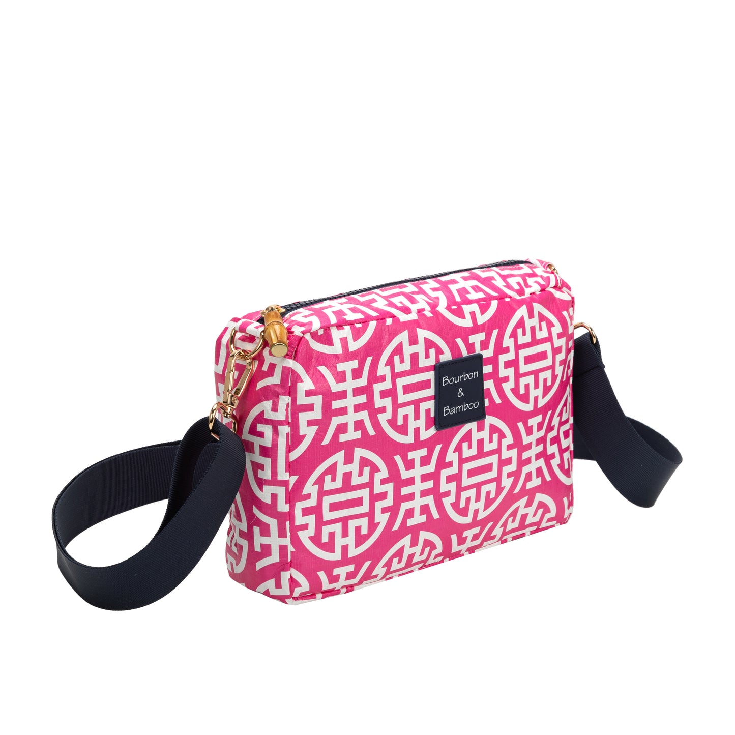 Bourbon and Bamboo Pink Circles Crossbody Bag With Removable Strap Women's Bags and Accessories